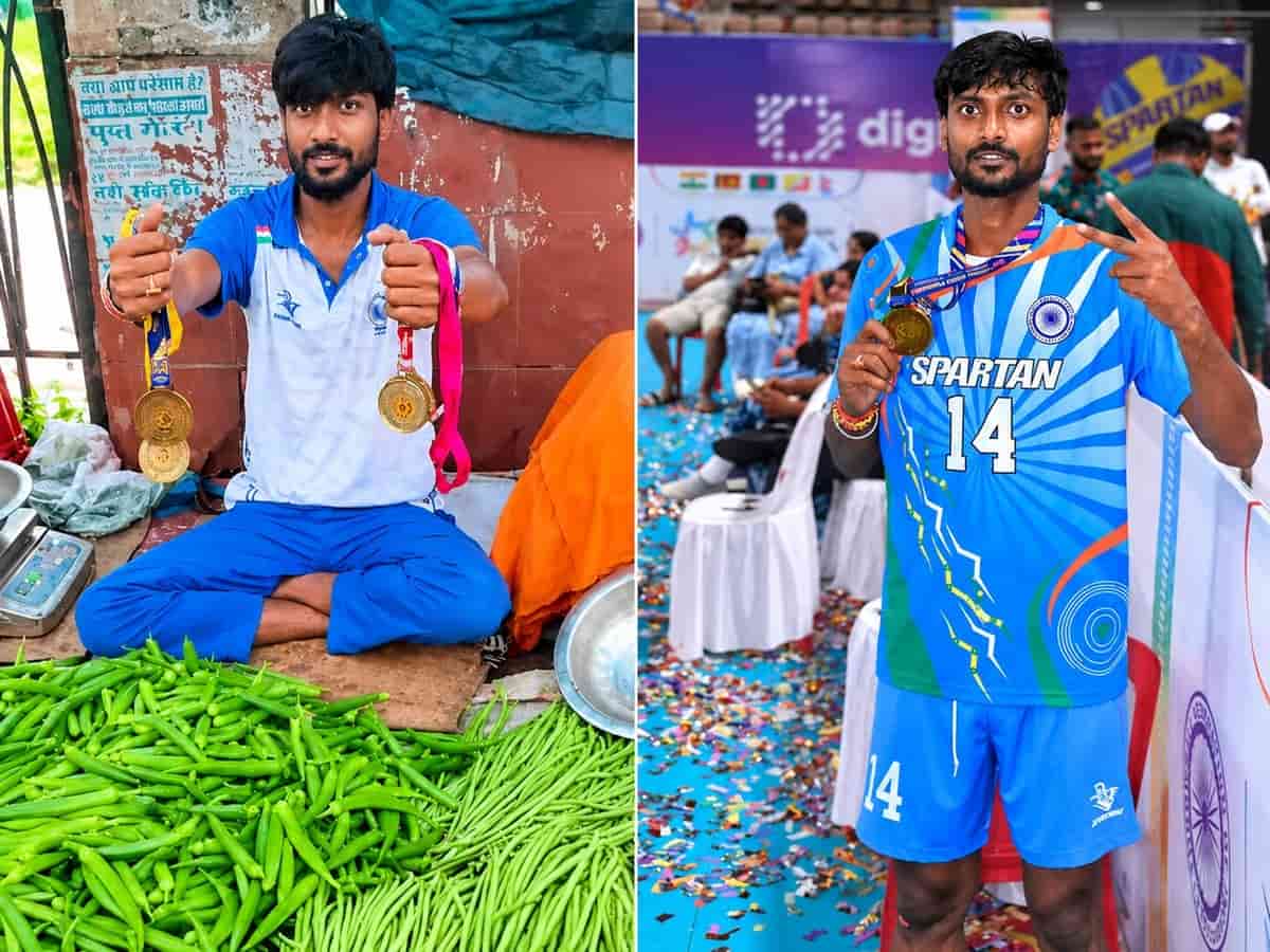 दीवार पर टंगे 4 इंटरनेशनल गोल्ड मेडल, हाथ में तराजू; रांची के अरगोड़ा चौक पर सब्जी बेचते चैंपियन अमरदीप का दर्द देख पसीजा देश