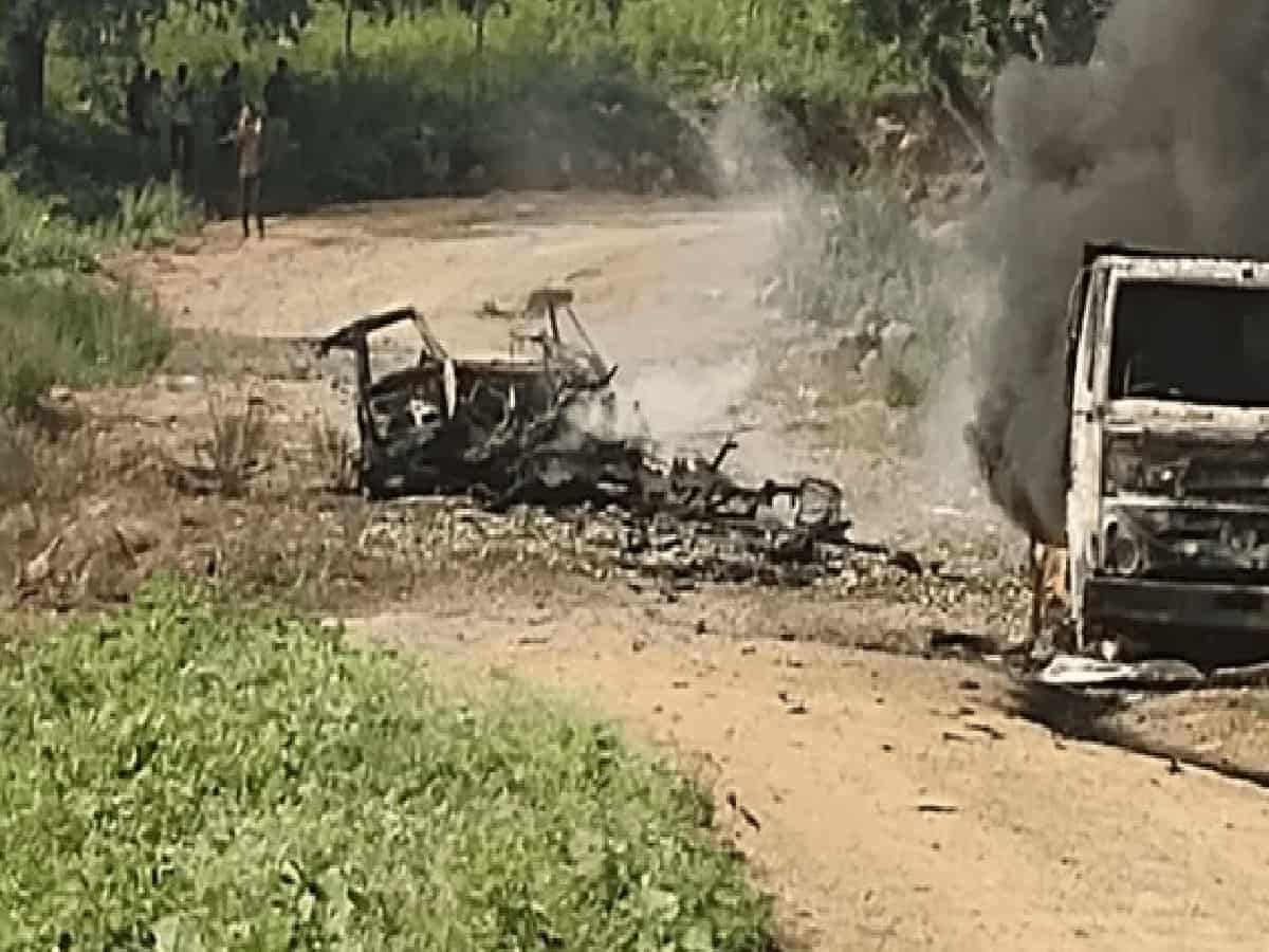 आंध्र प्रदेश में भीषण हादसा: पिकअप में आग के बाद जोरदार धमाका
